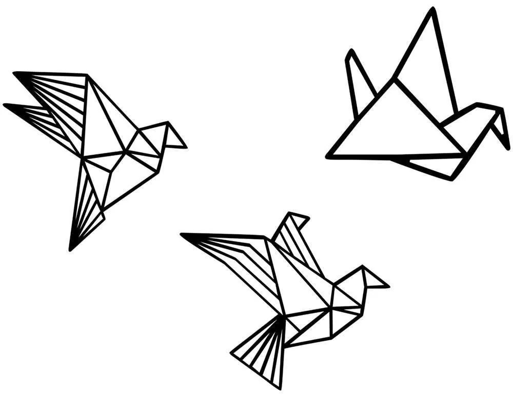 Διακοσμητικό Τοίχου Origami (Σετ 3Τμχ) 279ENZ1265 32x31cm Black Wallity Metal