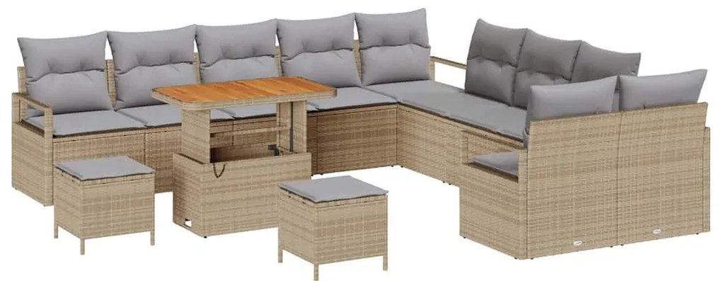 vidaXL Σετ Καναπέ Κήπου 13 pcs Μπεζ, Ανοιχτό Γκρι 90 x 55 x 71 cm
