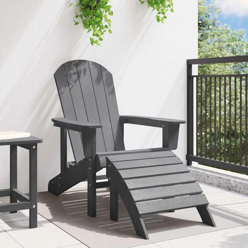 vidaXL Καρέκλα Adirondack με Ποδόστρωμα Ανοιχτό Γκρι HDPE