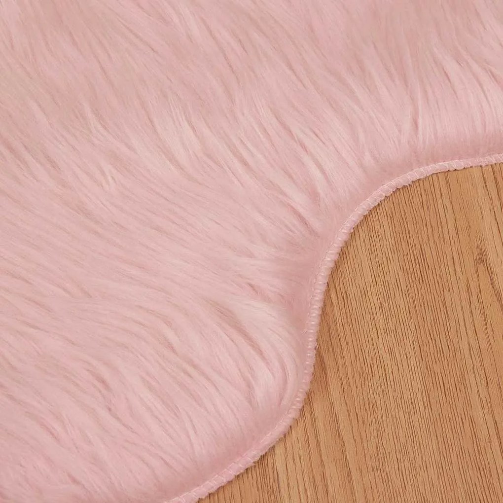 vidaXL Ψεύτικο Δέρμα Προβάτου Χαλί Tafalla Ροζ 60 x 90 cm Πολυεστέρας