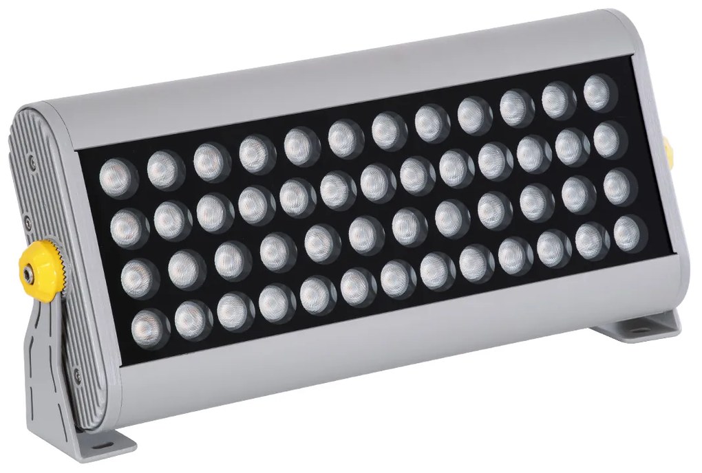 GloboStar FLOOD-HENA 90446 Προβολέας Wall Washer για Φωτισμό Κτιρίων LED 48W 4080lm 30° AC 220-240V Αδιάβροχο IP67 Μ39 x Π6 x Υ17cm Αρχιτεκτονικό Πορτοκαλί 2200K - Ασημί - 3 Years Warranty