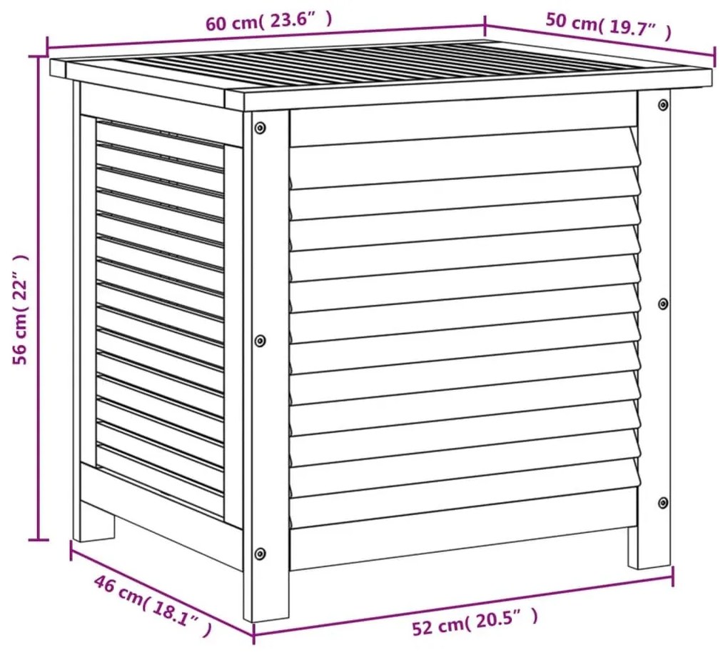 Μπαούλο Αποθήκευσης Κήπου 60x50x56 εκ. από Μασίφ Ξύλο Ακακίας - Καφέ