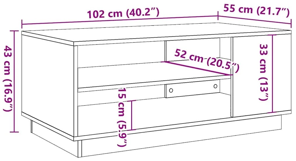 Τραπεζάκι σαλονιού Παλιό ξύλο 102x55x43 cm Κατασκευασμένο ξύλο 856800