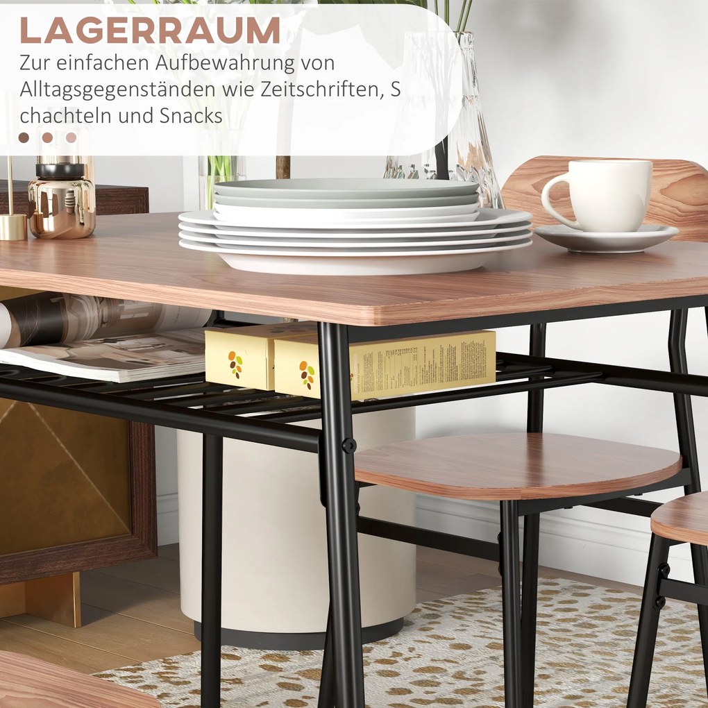 HOMCOM σετ τραπεζαρίας με τραπέζι και καρέκλες, βιομηχανικός σχεδιασμός, 110 x 70 x 75 cm, καφέ