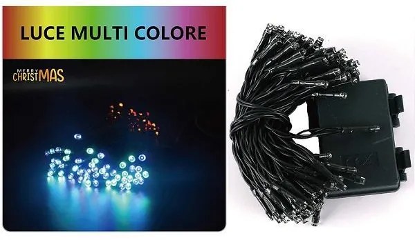 100 Χριστουγεννιάτικα Λαμπάκια LED Αδιάβροχα IP44 Πολύχρωμα 10Μ Εσωτερικού και Εξωτερικού χώρου σε Σειρά με Πράσινο Καλώδιο Arrango AN57498