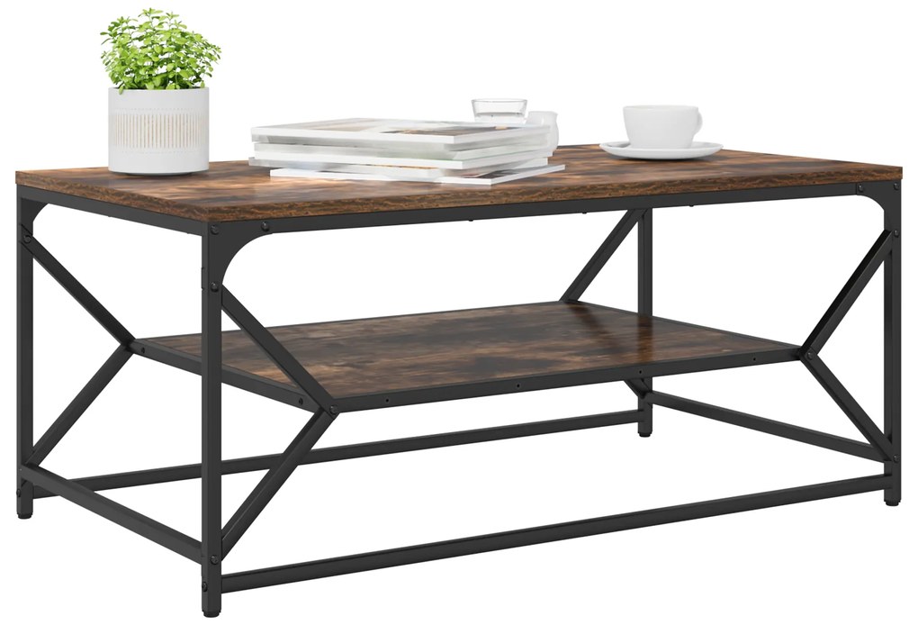 vidaXL Τραπεζάκι Καφέ με Ράφι Καπνιστής Δρυς 90x50x40 εκ. Μοριοσανίδα