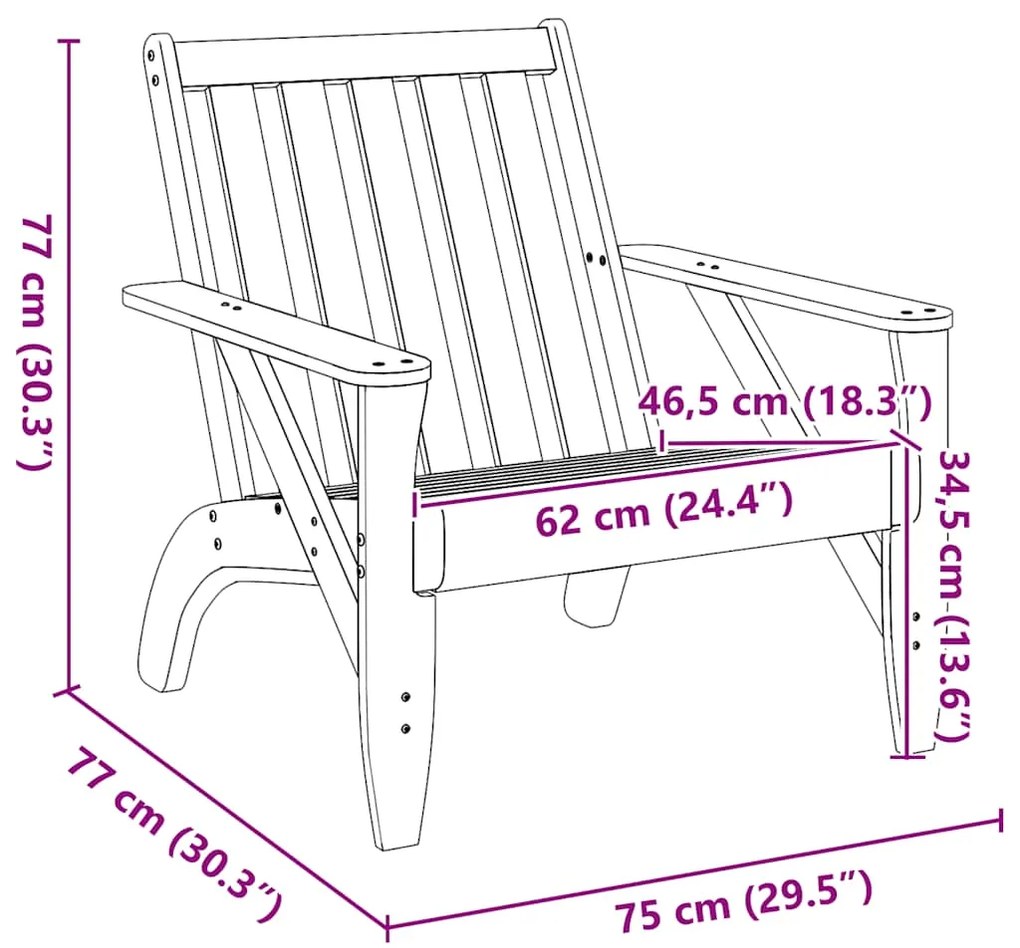 Καρέκλα κήπου Adirondack 75x77x77 cm Εμποτισμένο ξύλο πεύκο - Καφέ