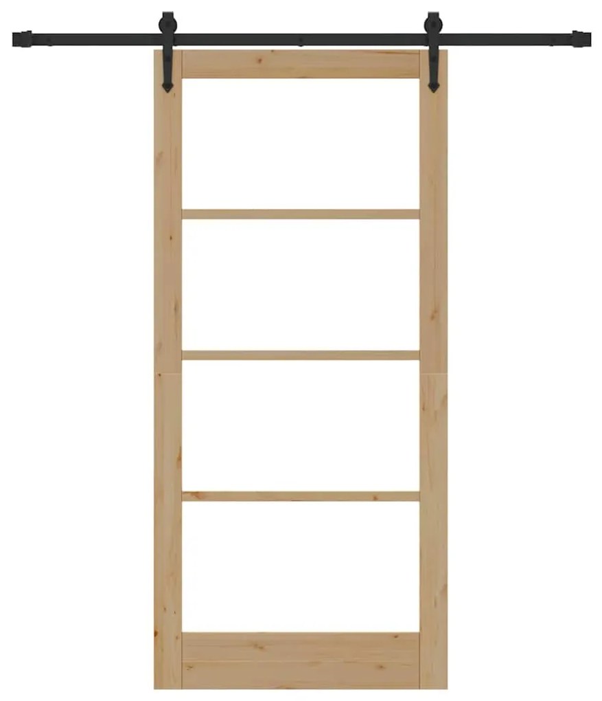 vidaXL Ολισθητή Πόρτα Καφέ 93 x 202 cm Ξύλο και μέταλλο