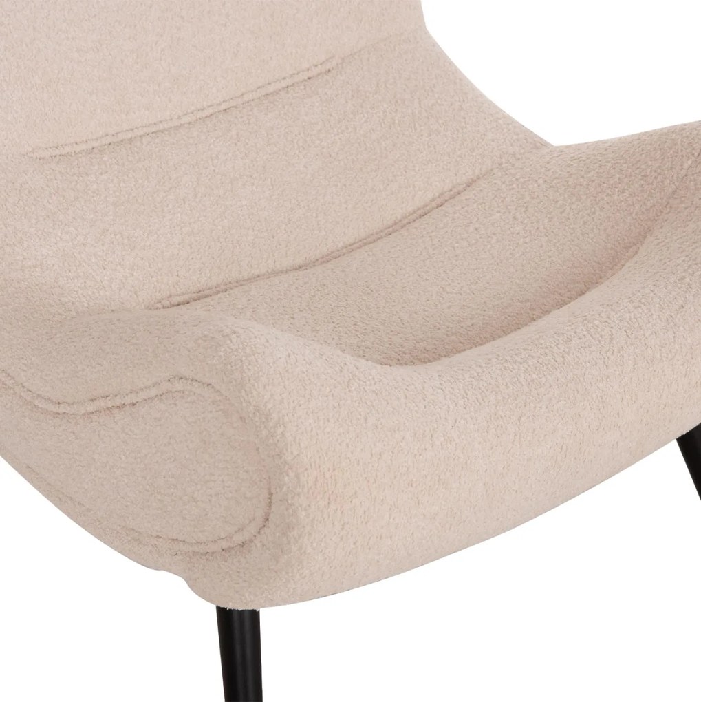 Πολυθρόνα BRYM C9605.06 Εκρού Μπουκλέ Ύφασμα με Μαύρα Ξύλινα Πόδια 97x80x100Υ εκ. 97x80x100 εκ.