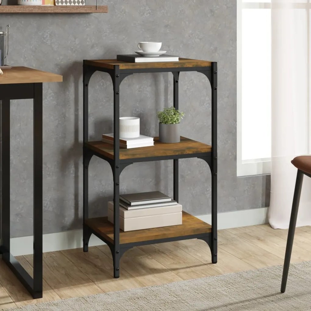 vidaXL Βιβλιοθήκη Καπνιστή Δρυς 40x33x70,5 εκ. Επεξ. Ξύλο &amp; Ατσάλι
