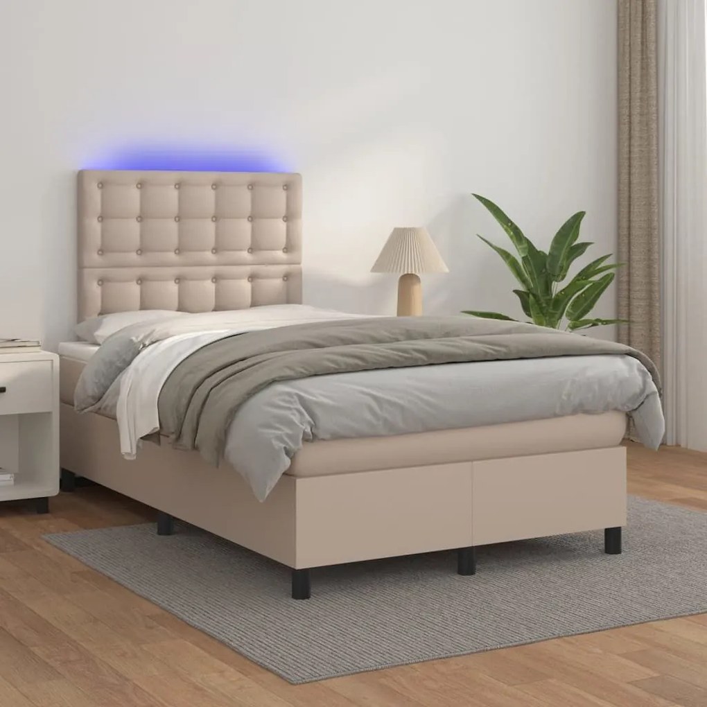 ΚΡΕΒΑΤΙ BOXSPRING ΣΤΡΩΜΑ&amp;LED ΚΑΠΟΥΤΣΙΝΟ 120X200 ΕΚ. ΣΥΝΘ. ΔΕΡΜΑ 3135938