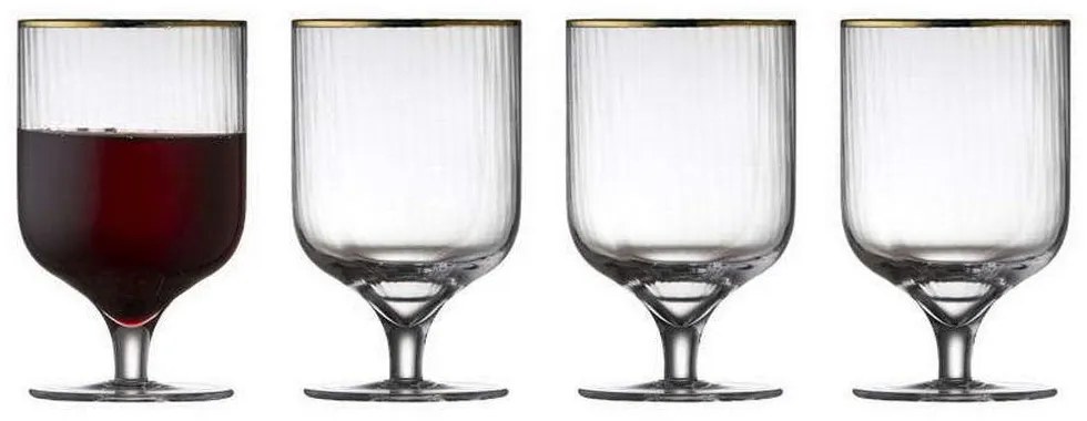 Ποτήρι Κρασιού Palermo (Σετ 4Τμχ) 12058 300ml Clear-Gold Lyngby Glass Γυαλί