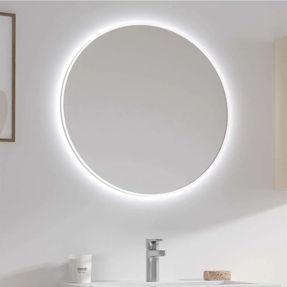 Καθρέπτης Τοίχου Με Φως Led Sharon SHARON80-W Φ80cm White Karag Glass