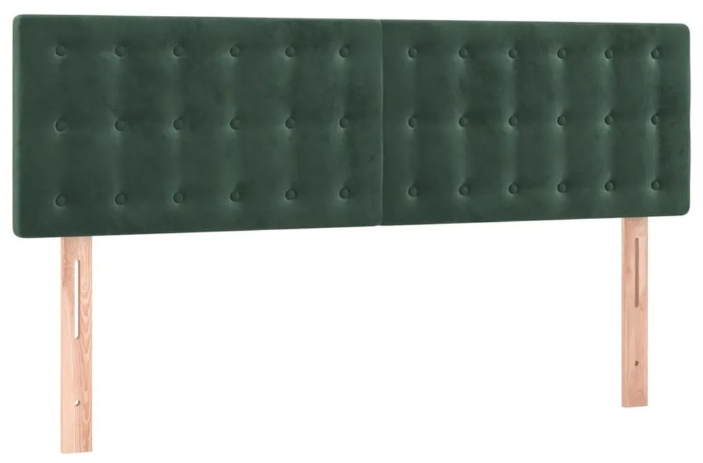 vidaXL Κεφαλάρι Κρεβατιού LED Σκούρο Πράσινο 144x5x78/88 εκ. Βελούδινο