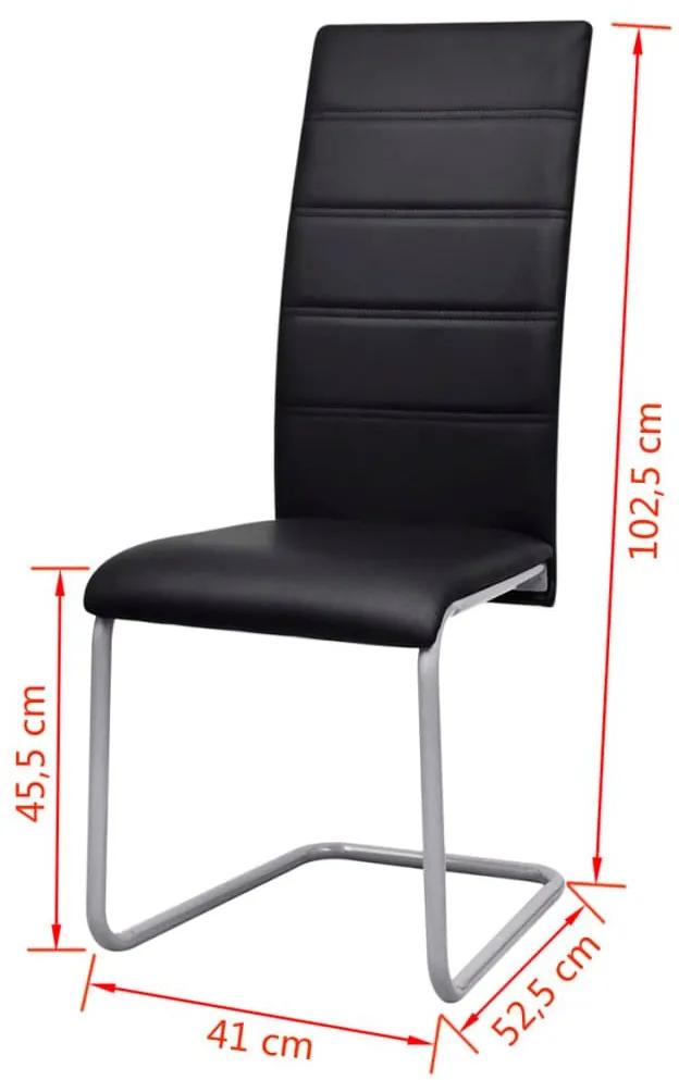 Καρέκλες Τραπεζαρίας «Πρόβολος» 6 τεμ. Μαύρες Συνθετικό Δέρμα - Μαύρο