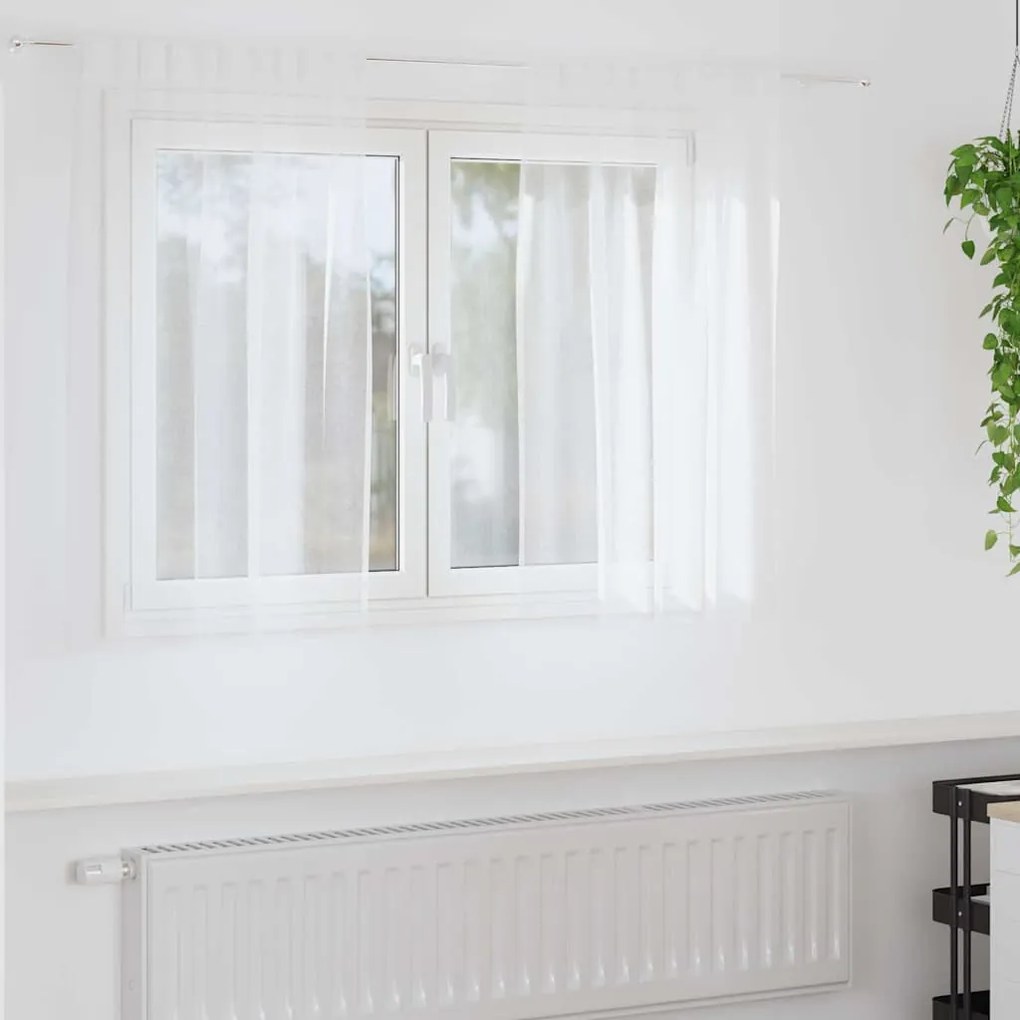 vidaXL Κουρτίνες με κουρτίνες 2 pcs Λευκό 140 x 140 εκ. Πολυεστέρας