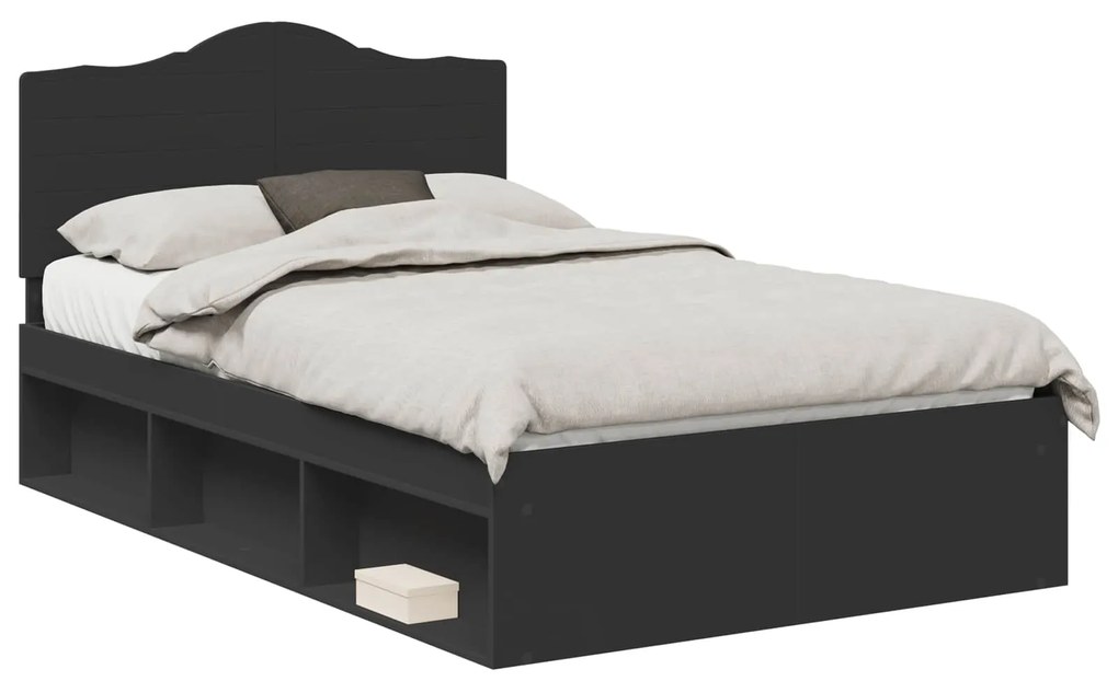 vidaXL Σκελετός Κρεβατιού Μαύρο 120 x 190 cm Στερεά ξυλεία πεύκου