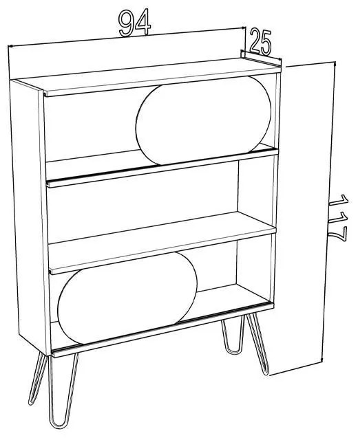 Βιβλιοθήκη - Ραφιέρα Elmira Fylliana Δρύς - Λευκό 117x25x94 εκ. 117x25x94 εκ.