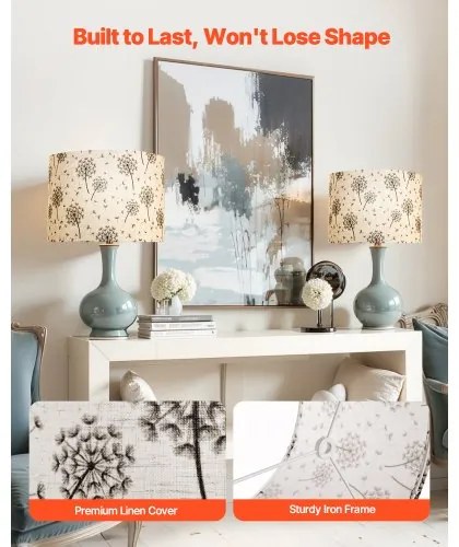 VEVOR Drum Lamp Shade 2 Set 13 x 13 x 10 in Lampshade (Light Dandelion Pattern)