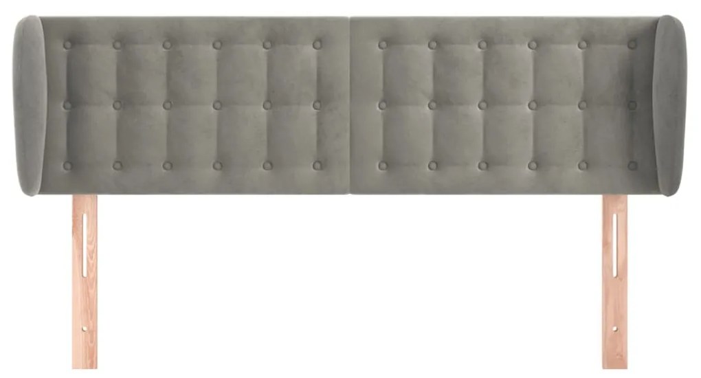 Κεφαλάρι με Πτερύγια Ανοιχτό Γκρι 147x23x78/88 εκ. Βελούδινο 3117626