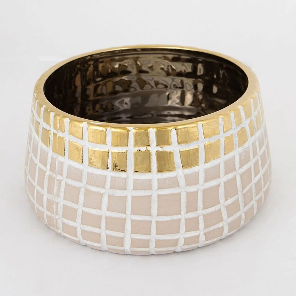 Κασπώ 752-18014 23x23x11cm Beige-Gold Estheti Home Κεραμικό
