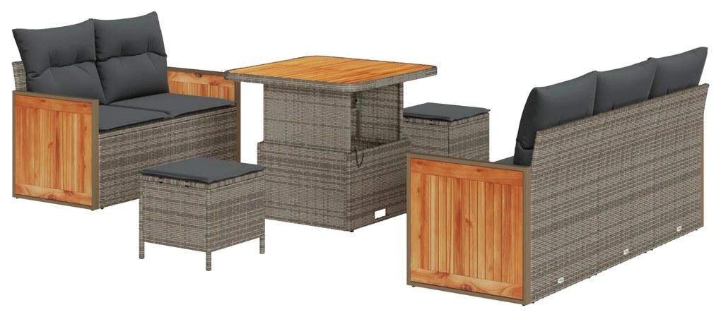 vidaXL Σετ Καναπέ Κήπου με μαξιλάρι 8 pcs Γκρι 80 x 80 x 71 cm