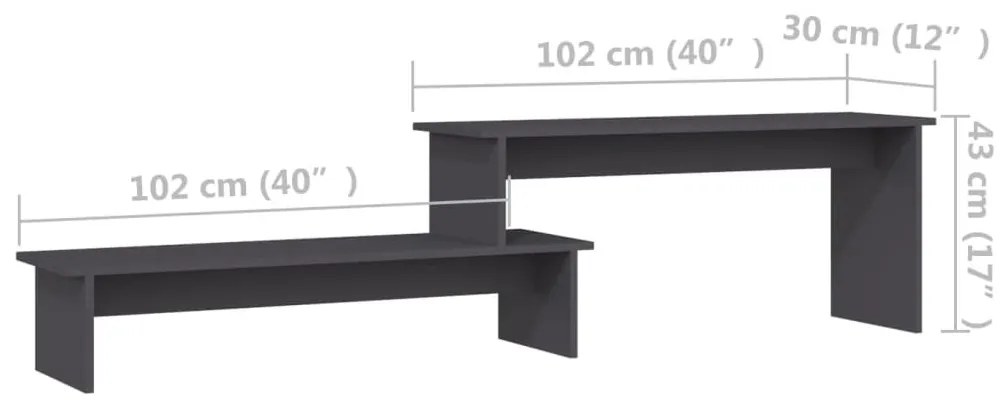 Έπιπλο Τηλεόρασης Γκρι 180 x 30 x 43 εκ. από Επεξ. Ξύλο - Γκρι