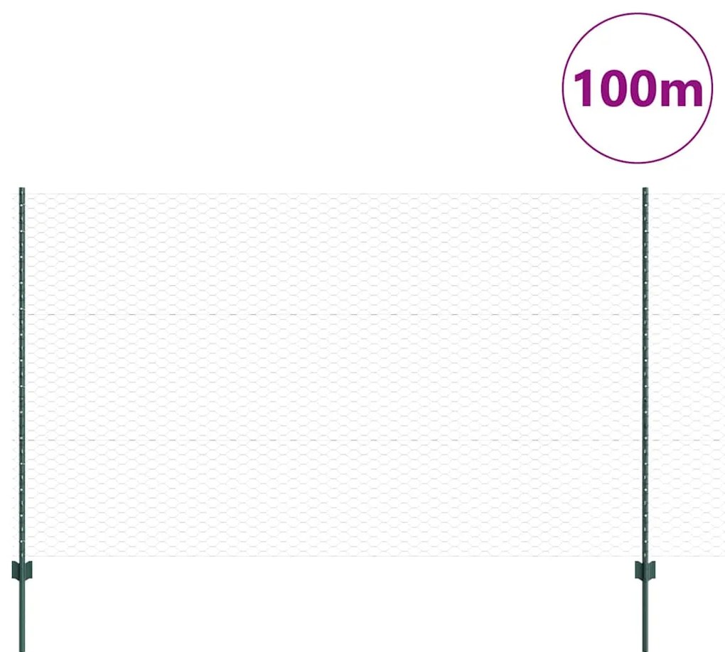 vidaXL Φράχτης με Στήλες. Πράσινο 1.4 x 100 m Ατσάλι