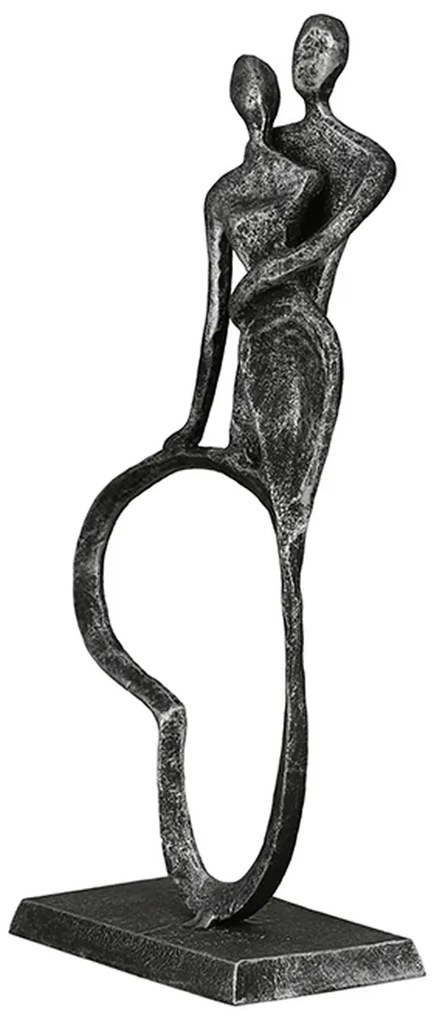 Γλυπτό Καρδιά &#039;Stand by Me&#039; Ζευγάρι Μοτίβο Σιδερένιο Ανθρακί/Ασημί 5x11x23cm