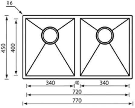 Νεροχύτης Sanitec Filo Quadra 2V