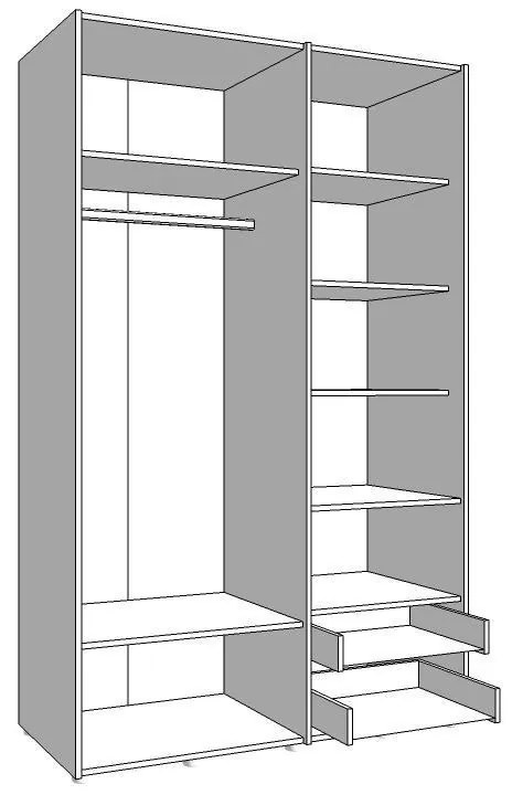 Ντουλάπα Leon με Καθρέφτη 3K2FO Artisan Oak 127.5x55x205.5 εκ. 127.5x55x205.5 εκ.