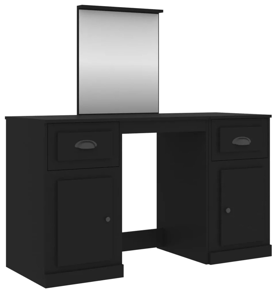 vidaXL Μπουντουάρ με Καθρέφτη Μαύρο 130x50x132,5 εκ.
