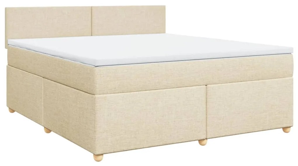 vidaXL Κρεβάτι Boxspring με Στρώμα Κρεμ 180x200 εκ. Υφασμάτινο