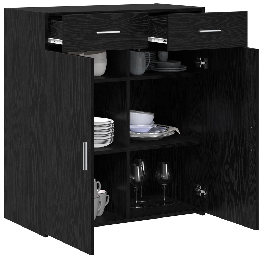 vidaXL ντουλάπα αποθήκευσης Μαύρης Δρυς 80x42.5x93.5 εκ Επεξεργασμένο Ξύλο