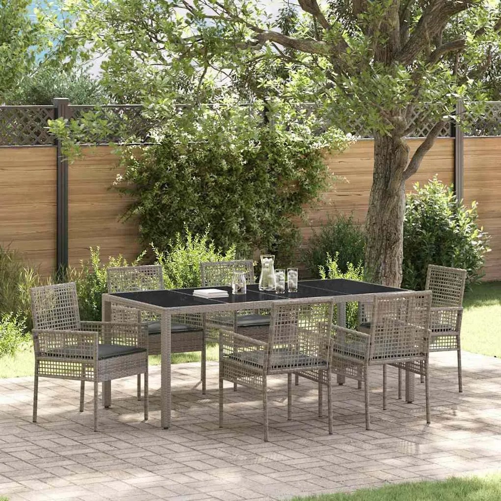 vidaXL Σέτ φαγητού για κήπο 7 pcs Γκρι συνθετικό ρατάν