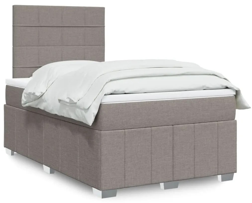 Κρεβάτι Boxspring με Στρώμα Taupe 120x200 εκ. Υφασμάτινο - Μπεζ-Γκρι