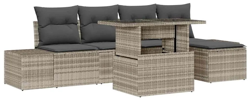 vidaXL Σετ Καναπέ Κήπου με μαξιλάρι 6 pcs Ανοιχτό γκρι