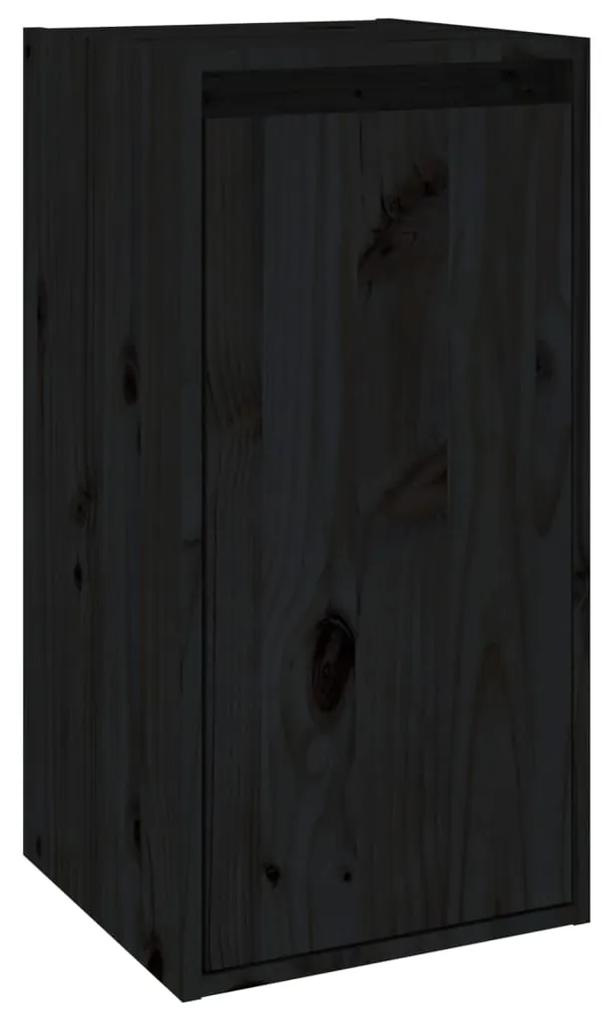 vidaXL Ντουλάπια Τοίχου 2 τεμ. Μαύρα 30x30x60 εκ από Μασίφ Ξύλο Πεύκου