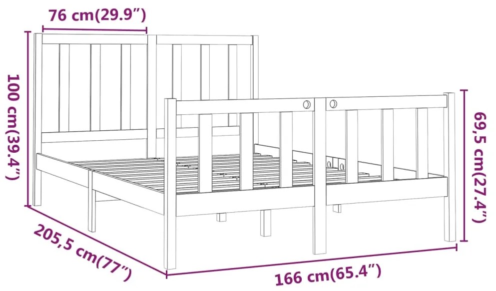 Σκελετός Κρεβ. Χωρίς Στρώμα Λευκό 160x200 εκ Μασίφ Πεύκο - Λευκό