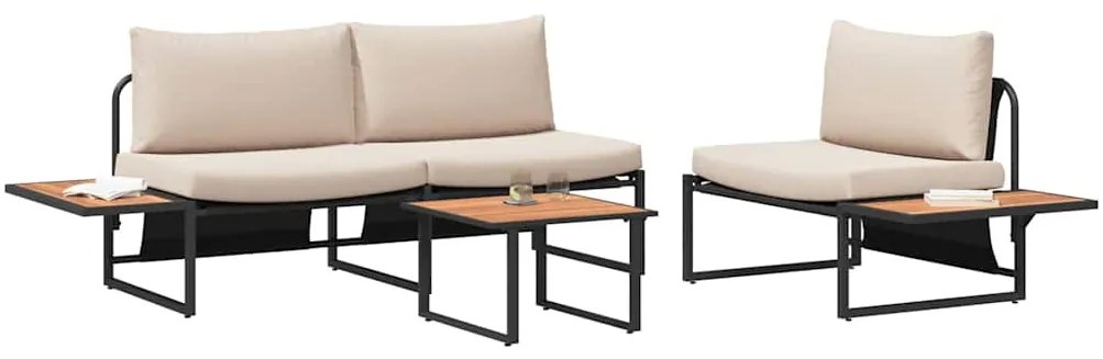 vidaXL Σέτ φαγητού για κήπο 3 pcs Taupe Ατσάλι