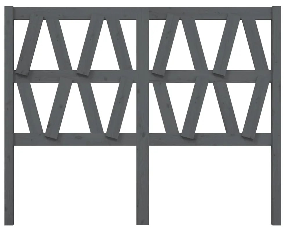 vidaXL Κεφαλάρι Κρεβατιού Γκρι 126 x 4 x 100 εκ. από Μασίφ Ξύλο Πεύκου