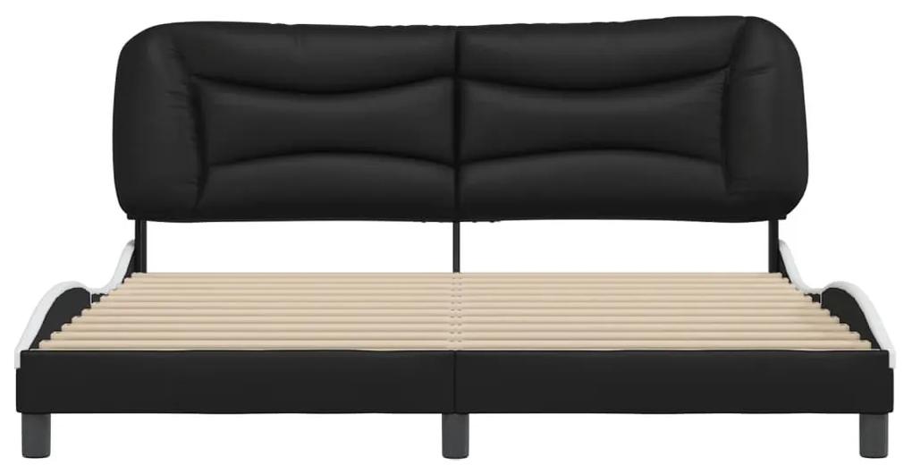 Πλαίσιο Κρεβατιού με Κεφαλάρι Μαύρο/Λευκό 180x200εκ.Συνθ. Δέρμα - Μαύρο