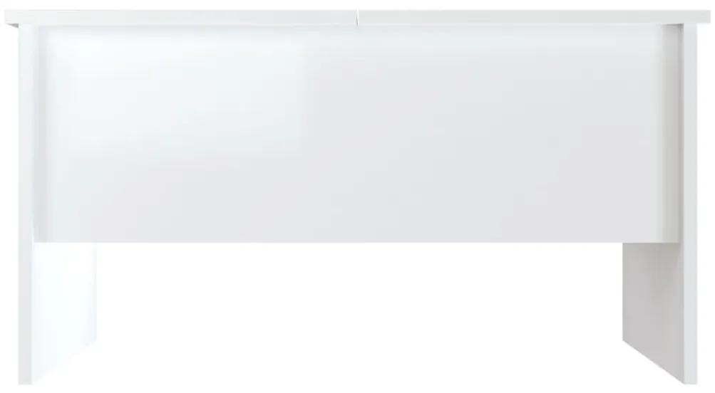 Τραπεζάκι Σαλονιού Γυαλ. Λευκό 80x50x42,5 εκ. Επεξεργ. Ξύλο - Λευκό