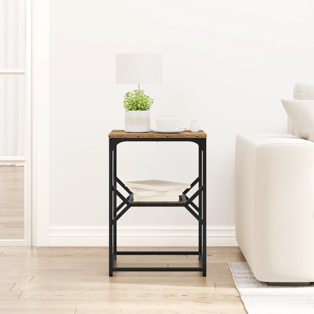 vidaXL Τραπέζι Πλευρής Παλιού Ξύλου 41x40x60 εκ. Μηχανικά Κατασκευασμένο Ξύλο