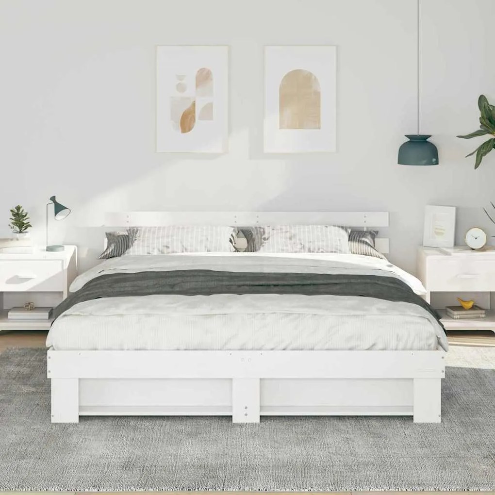 vidaXL Σκελετός Κρεβατιού Λευκό 180 x 200 cm Μασίφ ξύλο πεύκου