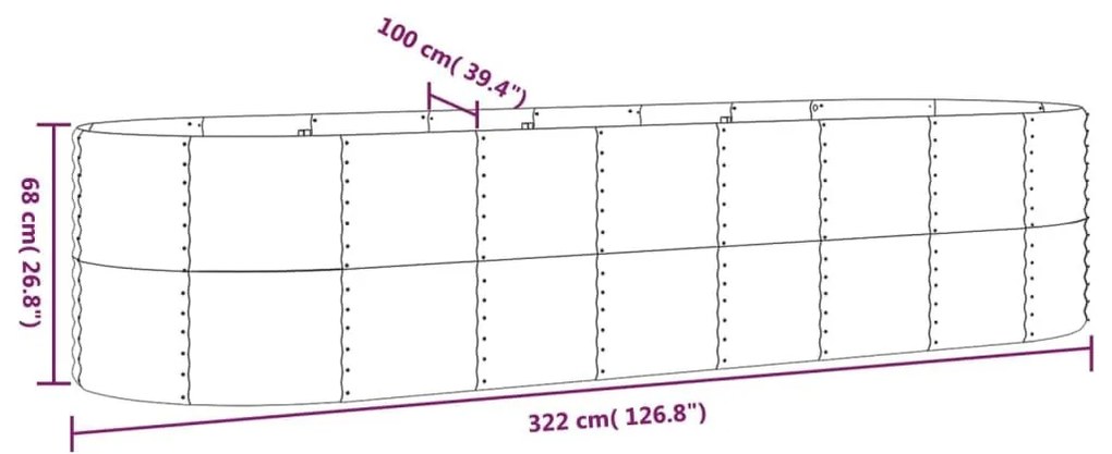 Ζαρντινιέρα Γκρι 322x100x68 εκ. Ατσάλι με Ηλεκτρ. Βαφή Πούδρας - Γκρι