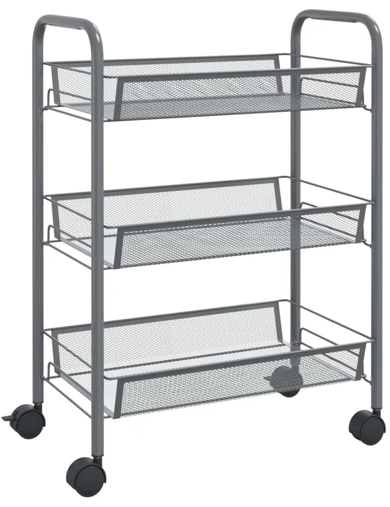 vidaXL Τρόλεϊ Κουζίνας 3 Επιπέδων Γκρι 46 x 26 x 64 εκ. Σιδερένιο