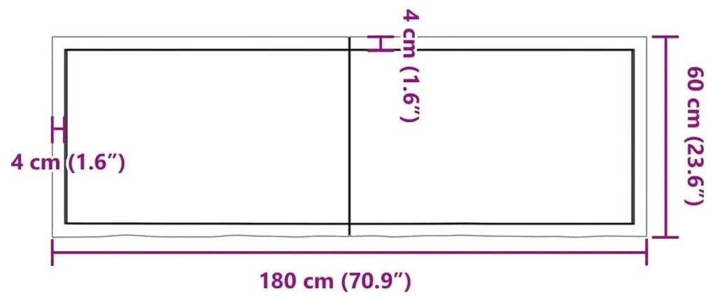 Ράφι Τοίχου Σκούρο Καφέ 180x60x(2-6) εκ. Επεξ. Μασίφ Ξύλο Δρυός - Καφέ