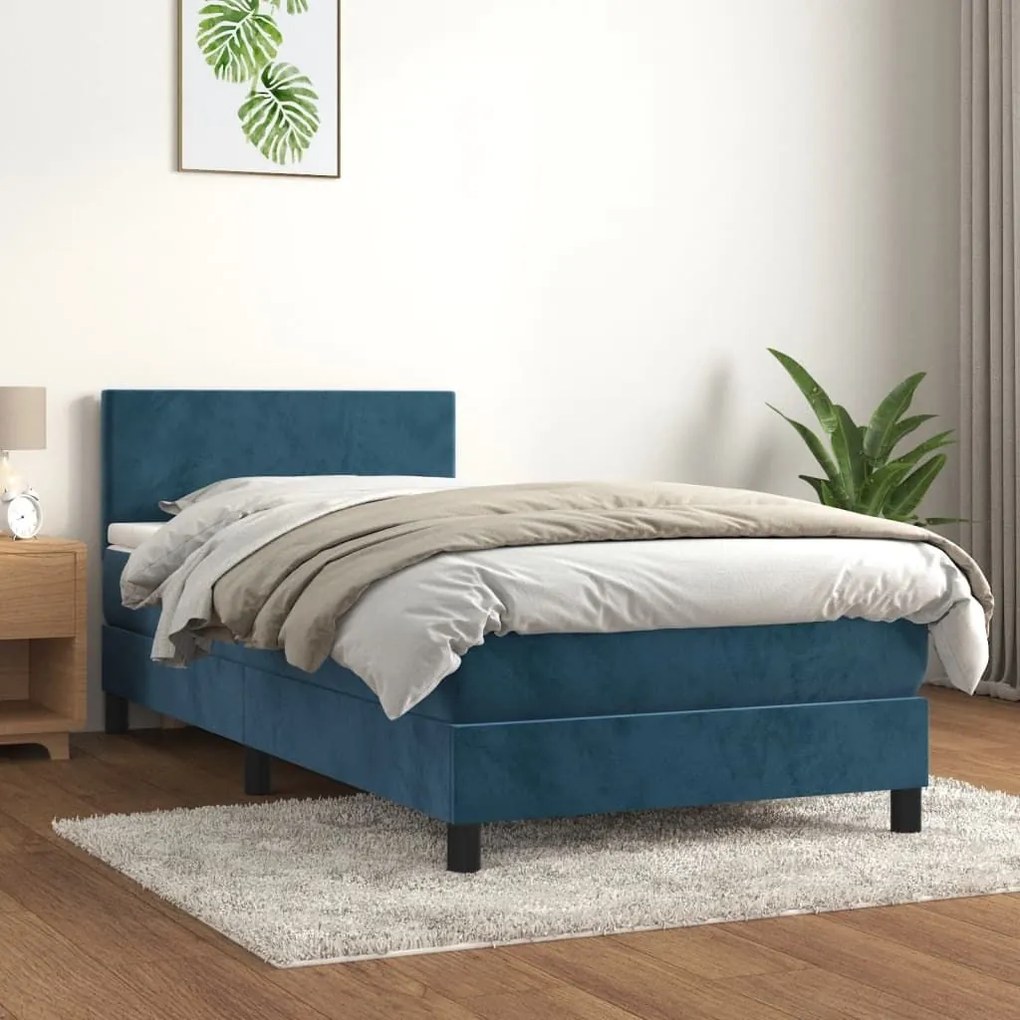 ΚΡΕΒΑΤΙ BOXSPRING ΜΕ ΣΤΡΩΜΑ ΣΚΟΥΡΟ ΜΠΛΕ 100X200 ΕΚ. ΒΕΛΟΥΔΙΝΟ 3141171