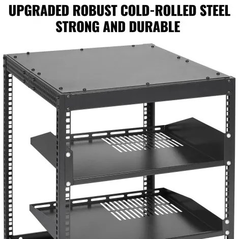 VEVOR 12U Open Frame Server Rack, 15&#039;&#039;-40&#039;&#039; Adjustable Depth, Free Standing or Wall Mount Network Server Rack, 4 Post AV Rack with Casters, Holds All Your Networking IT Equipment AV Gear Router Modem